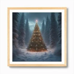 Christmas Tree In The Forest 73 Art Print -Xmas Gifts Hub m2Fgen2Fart print square framed oak2F1fc07121 cd5a 46b1 aa63 a2b812014ffb