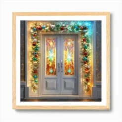 Christmas Garland Art Print -Xmas Gifts Hub m2Fgen2Fart print square framed oak2F279c5b1f af08 4e2a bf2a 6be807cd3066