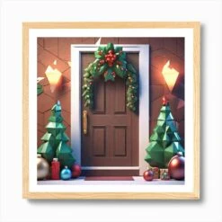 Christmas Decoration On Home Door Low Poly Isometric Art 3d Art High Detail Artstation Concept (1) Art Print -Xmas Gifts Hub m2Fgen2Fart print square framed oak2F2ad27687 3268 4d3f 830a 4e60e54c8738