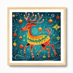 Christmas Deer Vector Art Print -Xmas Gifts Hub m2Fgen2Fart print square framed oak2F352d80cb 738b 4dcc 808e d4f0e67a6059