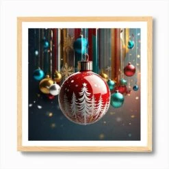 Christmas Ornaments 141 Art Print -Xmas Gifts Hub m2Fgen2Fart print square framed oak2F365cea62 19a7 4458 b72d e1ea5a3d9840