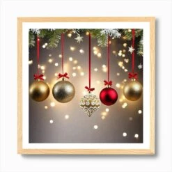 Christmas Tree With Ornaments 3 Art Print -Xmas Gifts Hub m2Fgen2Fart print square framed oak2F43073300 424e 4d29 9ce7 1bf552c7add1