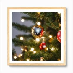 Christmas Tree With Ornaments Art Print -Xmas Gifts Hub m2Fgen2Fart print square framed oak2F4620a322 0197 4e3a b106 e48dff8f7c80