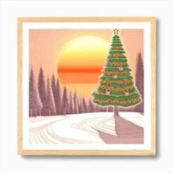 Christmas Tree In The Snow 2 Art Print -Xmas Gifts Hub m2Fgen2Fart print square framed oak2F4ed634d5 0072 436c 860f 4c4c22e09f89