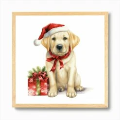Christmas Labrador Retriever Art Print -Xmas Gifts Hub m2Fgen2Fart print square framed oak2F4ede9e99 9442 46e6 90d0 ccca2dc14973
