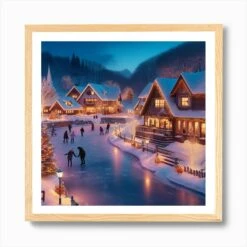 Christmas Village Art Print -Xmas Gifts Hub m2Fgen2Fart print square framed oak2F59265ab0 ea9f 43c4 8d4d 79c8fb921f2b