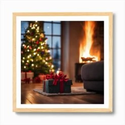 Christmas Tree In The Living Room 131 Art Print -Xmas Gifts Hub m2Fgen2Fart print square framed oak2F634c659d 8e8a 4abc a19d eacf316e2b5b