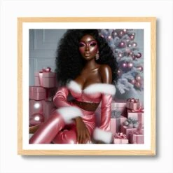 Pink Christmas Art Print -Xmas Gifts Hub m2Fgen2Fart print square framed oak2F66dae3b0 5946 452d 809b 4db56e3ca89e