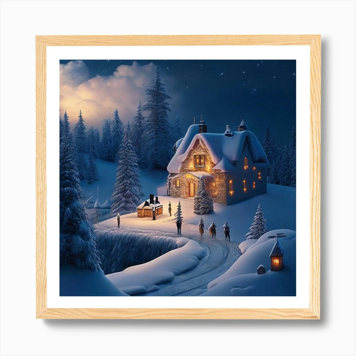 Christmas Village At Night Art Print 7 Christmas Village At Night Art Print - Image 5