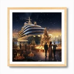Christmas On A Yacht Art Print -Xmas Gifts Hub m2Fgen2Fart print square framed oak2F689b4101 155b 4820 8bb8 8d392ee1d603