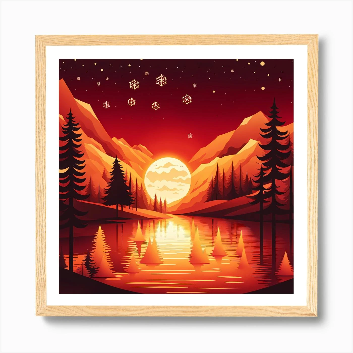 Christmas Red Winter Landscape In The Mountains, Christmas Days, Christmas Concept Art, Christmas Vector Art, Vector Art, Christmas Art, Christmas, Christmas Trees 8 Art Print 7 Christmas Red Winter Landscape In The Mountains, Christmas Days, Christmas Concept Art, Christmas Vector Art, Vector Art, Christmas Art, Christmas, Christmas Trees 8 Art Print - Image 5