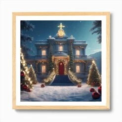 Christmas House 66 Art Print -Xmas Gifts Hub m2Fgen2Fart print square framed oak2F6df321e4 cd49 46ed ba59 55db90ab7154