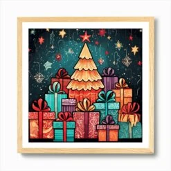 Christmas Tree 17 Art Print -Xmas Gifts Hub m2Fgen2Fart print square framed oak2F741aa832 6f2b 4cd8 bb37 3473a3c2ee0c