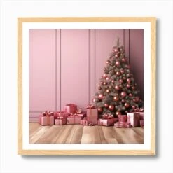 Christmas Tree With Presents Art Print -Xmas Gifts Hub m2Fgen2Fart print square framed oak2F743759bb bea3 43b8 9342 1dd454a0e894