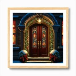 Christmas Door 76 Art Print -Xmas Gifts Hub m2Fgen2Fart print square framed oak2F74ffcf4d dbab 440b 9e55 5c5e1106d6c0