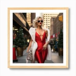 Sexy Woman On Christmas Eve Art Print -Xmas Gifts Hub m2Fgen2Fart print square framed oak2F7e43ba45 0a26 4c9b a41d 66d4341e4f1f