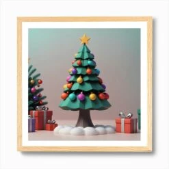 3d Christmas Tree Art Print -Xmas Gifts Hub m2Fgen2Fart print square framed oak2F83521e55 e1c9 4182 b647 35593272c122