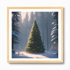 Christmas Tree In The Forest 124 Art Print -Xmas Gifts Hub m2Fgen2Fart print square framed oak2F84fdcc84 542d 4e11 b87e 197e23a2777e