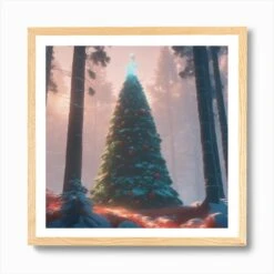 Christmas Tree In The Forest 123 Art Print -Xmas Gifts Hub m2Fgen2Fart print square framed oak2F86eed07f 2be8 437f 982a 1f51ed40f6cb