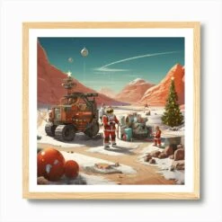 Christmas On Mars Art Print -Xmas Gifts Hub m2Fgen2Fart print square framed oak2F8dfcba14 926d 4c3c a395 e1ee2f426ec7