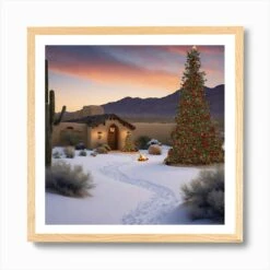 Beautiful Christmas Scene In The Desertvf Art Print -Xmas Gifts Hub m2Fgen2Fart print square framed oak2F8e0595c7 1ccc 4e8d b4cb 5f2e2cd18190