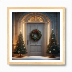 Christmas Door 171 Art Print -Xmas Gifts Hub m2Fgen2Fart print square framed oak2F8e589bda d505 4a4e bae8 91e623a2cd65