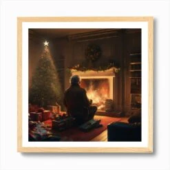 Christmas In The Living Room 22 Art Print -Xmas Gifts Hub m2Fgen2Fart print square framed oak2F92440ff0 c161 4dd4 b5d2 ec23925206da