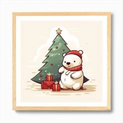 Polar Bear With Christmas Tree 1 Art Print 12 Polar Bear With Christmas Tree 1 Art Print -Xmas Gifts Hub m2Fgen2Fart print square framed oak2F9419fec2 28e4 4365 867d 2d42b8f57a63