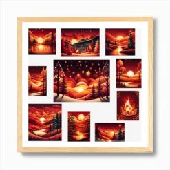 Sunset In The Christmas Forest, Christmas Tree Art, Christmas Tree, Christmas Vector Art, Vector Art, Christmas Art, Christmas, Red Forest, Collage , Collage Art Art Print -Xmas Gifts Hub m2Fgen2Fart print square framed oak2F9b86d63d c54d 4580 b3ab 5454afbdfff7