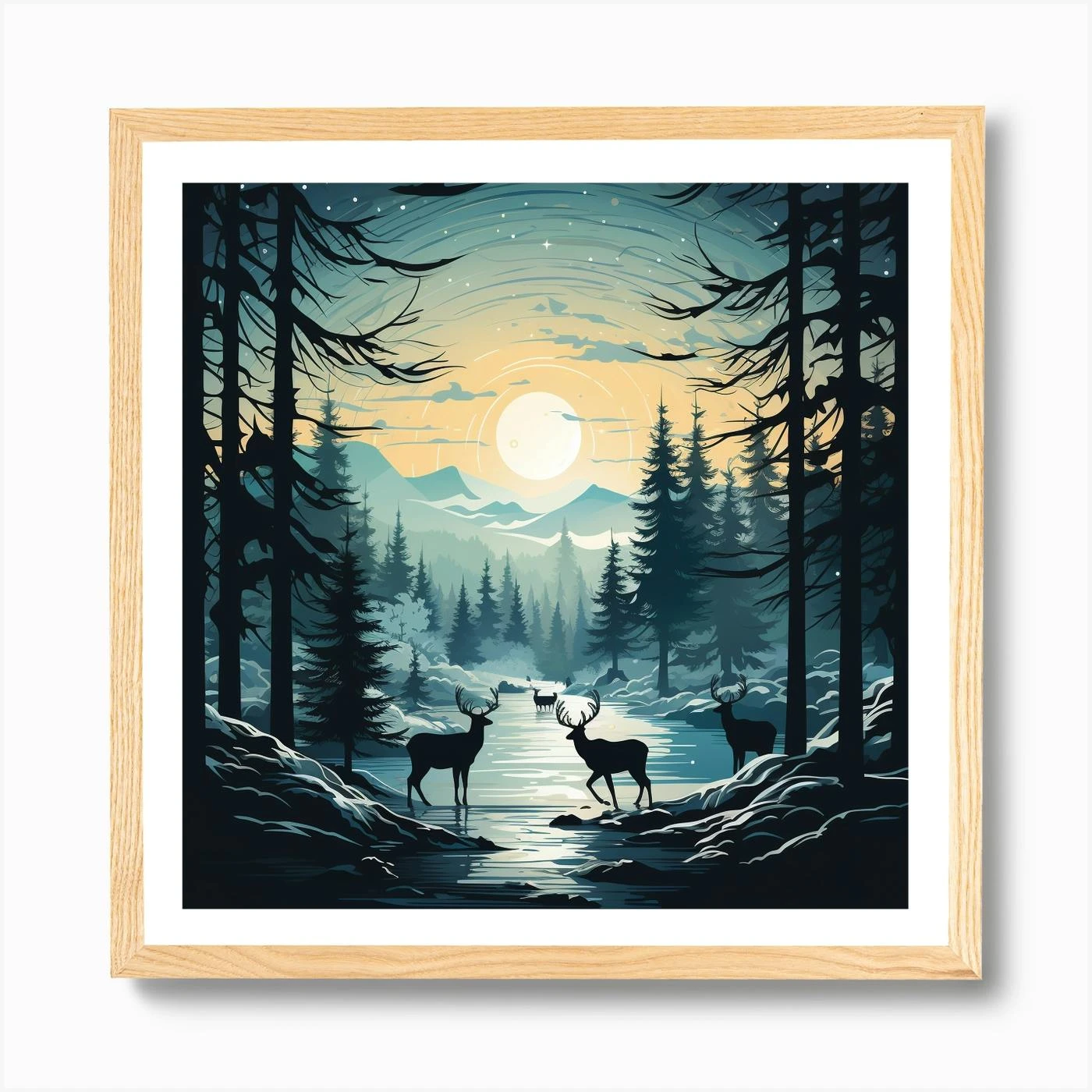 Deer In The Forest For Christmas Art Print 7 Deer In The Forest For Christmas Art Print - Image 5