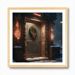 Christmas Decoration On Home Door Sharp Focus Emitting Diodes Smoke Artillery Sparks Racks Sy (3) Art Print -Xmas Gifts Hub m2Fgen2Fart print square framed oak2Fa1f600d1 64e3 49de bbe9 8c02e28fe7c4