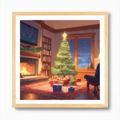Christmas Tree In The Living Room 41 Art Print -Xmas Gifts Hub m2Fgen2Fart print square framed oak2Fa59937e6 bd13 4f37 b4a4 4bf072532a36