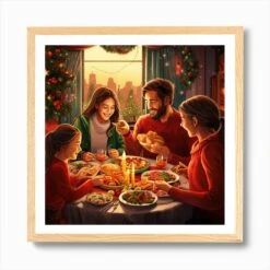 Family Christmas Dinner Art Print -Xmas Gifts Hub m2Fgen2Fart print square framed oak2Fa5dbf593 b93c 44c9 93e4 79d0eb0dece4