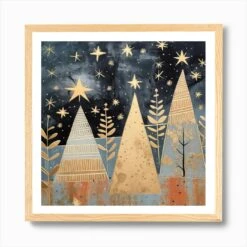 Christmas Trees 3 Art Print -Xmas Gifts Hub m2Fgen2Fart print square framed oak2Fa9ab5abf 0760 4f84 bff3 3a27d63a93b2