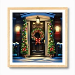 Christmas Door 49 Art Print -Xmas Gifts Hub m2Fgen2Fart print square framed oak2Faca68502 120f 4da8 b4d3 352a5f87a339