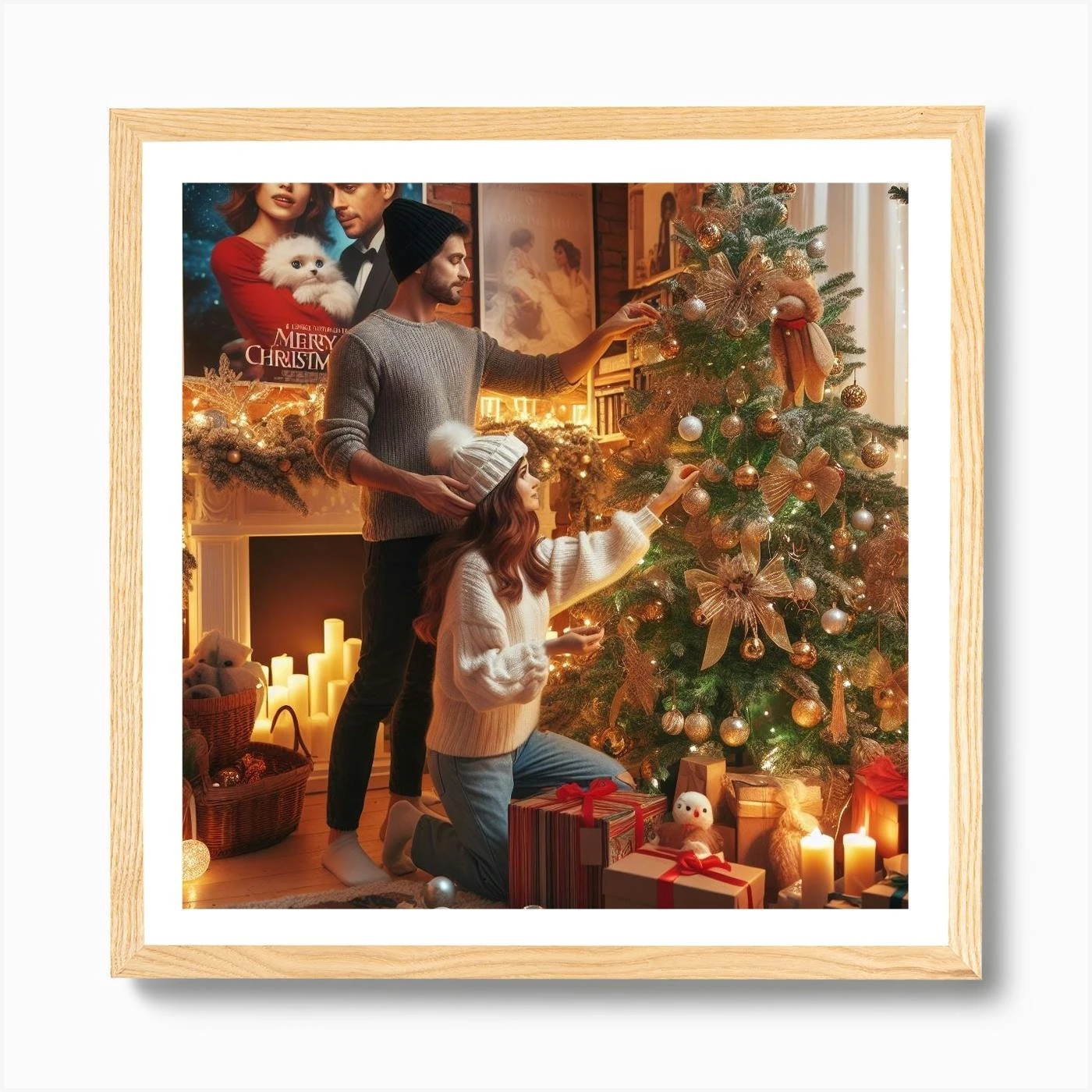 Couple Decorating Christmas Tree Art Print 7 Couple Decorating Christmas Tree Art Print - Image 5