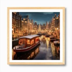 Amsterdam Enchanting Canal Side Christmas Market 1 Art Print -Xmas Gifts Hub m2Fgen2Fart print square framed oak2Fb1fc49de 9a4f 41b5 992e 78536e5a1840