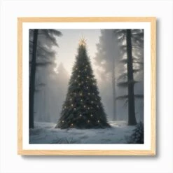 Christmas Tree In The Forest 114 Art Print -Xmas Gifts Hub m2Fgen2Fart print square framed oak2Fb341390d c7ca 402e a19a 7dd632398504