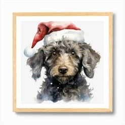 Dachshund Christmas Hat Art Print -Xmas Gifts Hub m2Fgen2Fart print square framed oak2Fb80c0c1c 4219 4d93 b989 e3ce9efb8568