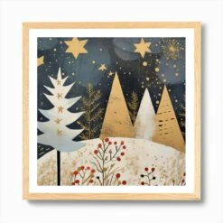 Christmas Trees Art Print -Xmas Gifts Hub m2Fgen2Fart print square framed oak2Fb9e91c24 c856 400e 848d 5f02da19a3f0