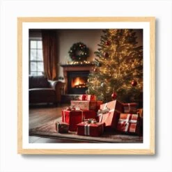 Christmas Presents Under Christmas Tree At Home Next To Fireplace Haze Ultra Detailed Film Photog (9) Art Print -Xmas Gifts Hub m2Fgen2Fart print square framed oak2Fba0f5432 b7c5 41e4 8222 c1f5c63417f6