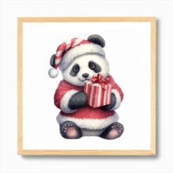 Christmas Panda Art Print -Xmas Gifts Hub m2Fgen2Fart print square framed oak2Fc4dee252 cb58 4096 a7a6 8b87475fc20b