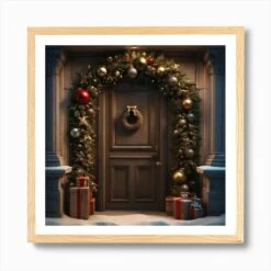 Christmas Door 174 Art Print -Xmas Gifts Hub m2Fgen2Fart print square framed oak2Fc5986b32 3339 43e9 adfb aec41d0665f3
