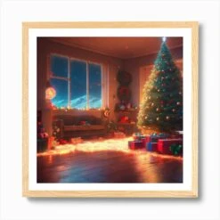 Christmas Tree In The Living Room 69 Art Print -Xmas Gifts Hub m2Fgen2Fart print square framed oak2Fcace69bf d0fa 41ad b6ad 67f9290d955c