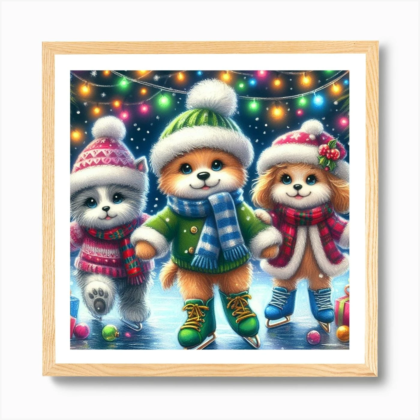 Christmas Ice Skating Art Print 7 Christmas Ice Skating Art Print - Image 5