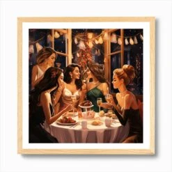 Christmas Party Scene With Gorgeous Women 2 Art Print -Xmas Gifts Hub m2Fgen2Fart print square framed oak2Fd4a06c7e 1f11 428b b67a b6ad00ab74a4