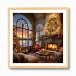Christmas Living Room Art Print -Xmas Gifts Hub m2Fgen2Fart print square framed oak2Fd51bf845 4adf 4743 aca9 a98f83a21307