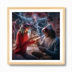Virtual Reality Christmas 1 Art Print -Xmas Gifts Hub m2Fgen2Fart print square framed oak2Fd65e3662 fe5c 4693 a41f 556932c867ef