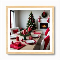 Christmas Table Setting 5 Art Print -Xmas Gifts Hub m2Fgen2Fart print square framed oak2Fdd1d3a4d e4cb 4d9c 900a 61d04396c24d