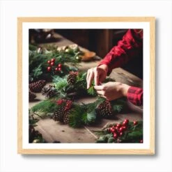 Christmas Wreath Making 3 Art Print 12 Christmas Wreath Making 3 Art Print -Xmas Gifts Hub m2Fgen2Fart print square framed oak2Fdf436680 c4a6 4d04 b2d7 6d0949d3369a